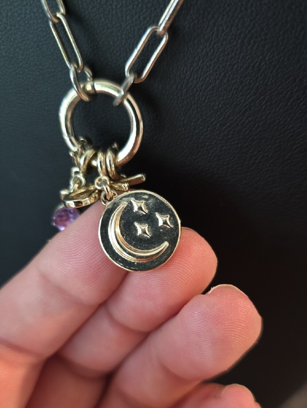 J.Crew Paperclip Charm Builder Ring Necklace Set – Bow, Sun Face, Purple Gem - Picture 6 of 12